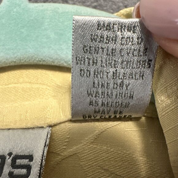 VTG Chicos 100% Silk Jacquard Button Up Top Size 3 (XL) Yellow Boxy Old Money - Picture 7 of 8